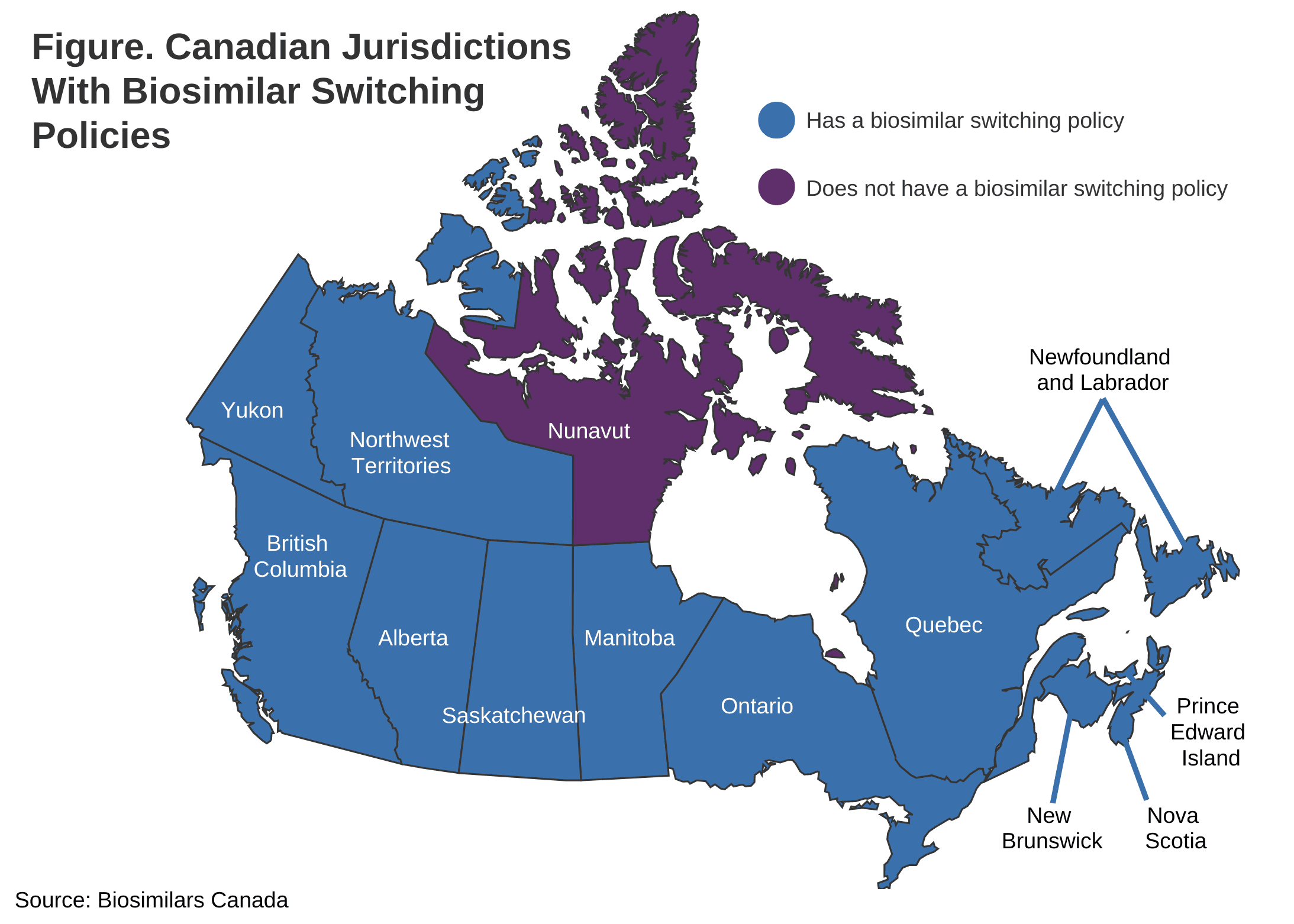 Figure. Canadian jurisdictions with biosimilar switching policies